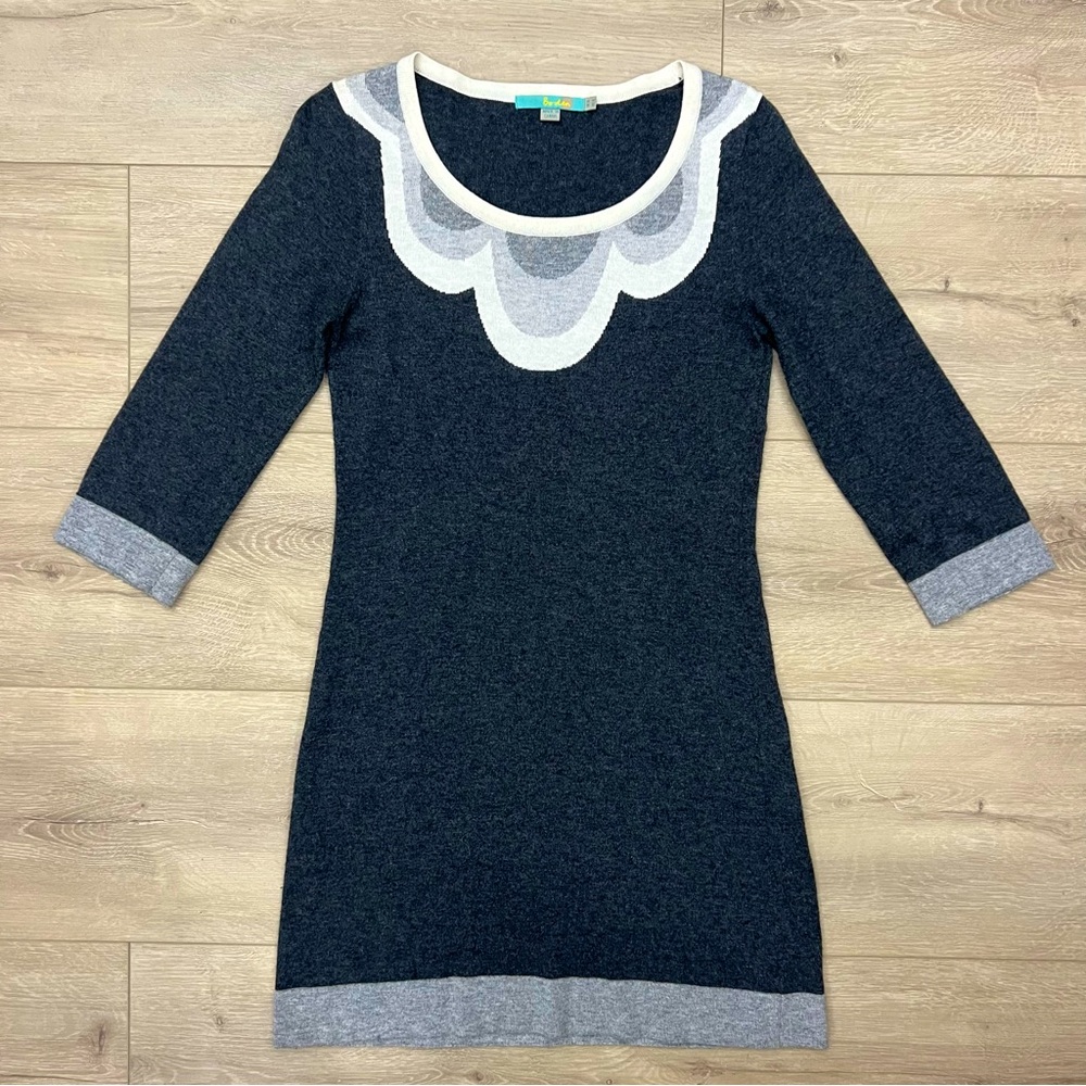 Boden Dress Size 4 Cashmere Blend Knit Mini Tunic Charcoal Gray Sweater Dress